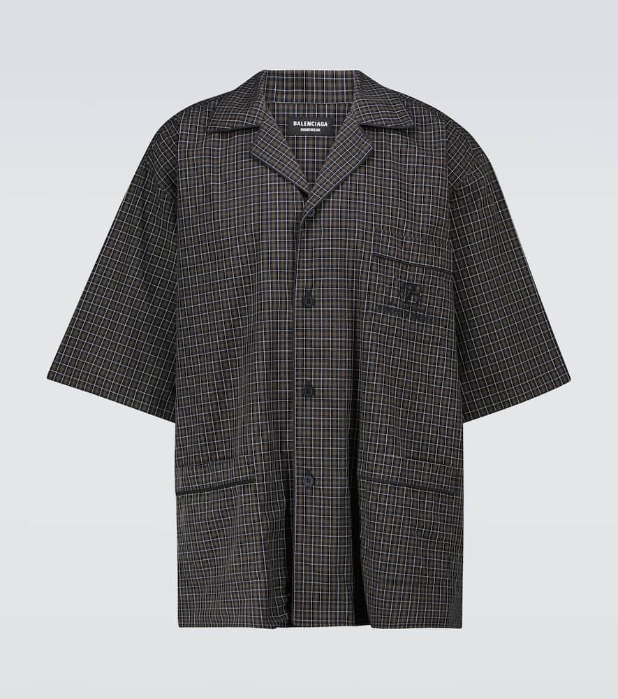 Balenciaga Oversized Checked Cuban-collar Shirt In Multicoloured