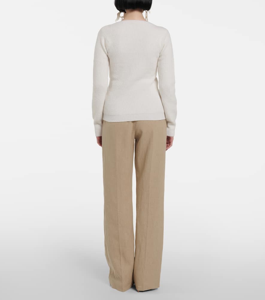 Jacquemus Asymmetric Ribbed Cardigan In Ivory | ModeSens