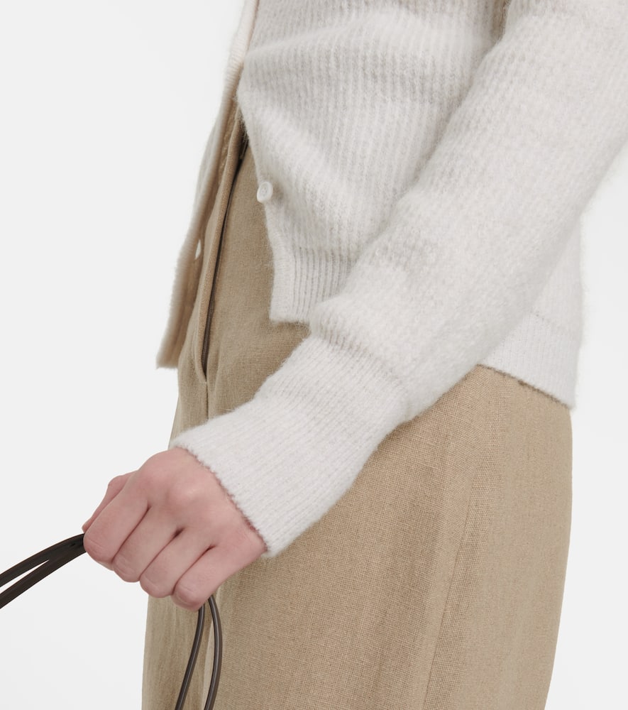 Jacquemus Asymmetric Ribbed Cardigan In Off-white