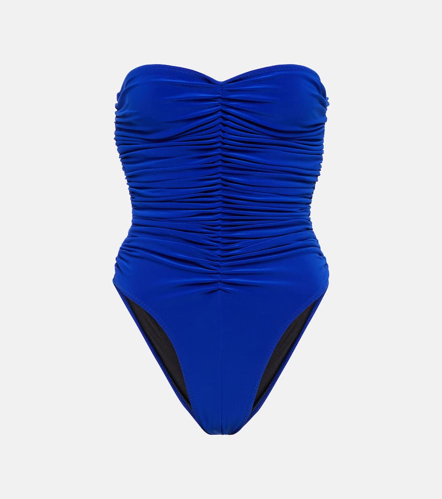 Shop Norma Kamali Slinky Marissa Swimsuit In Cobalt