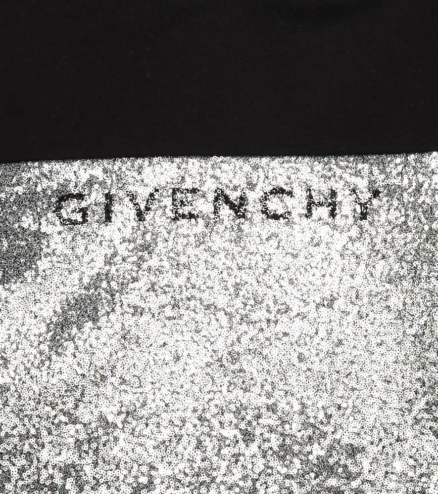 Shop Givenchy Sequined Logo Cotton-blend Hoodie In Black