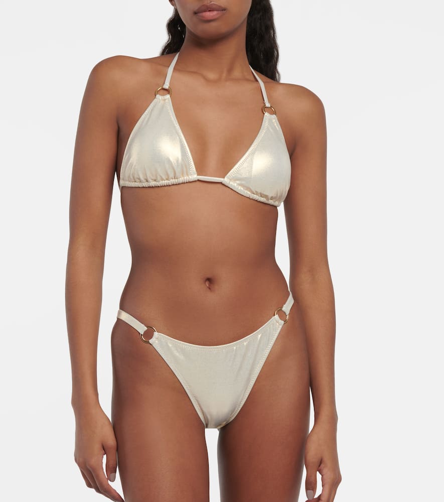 Shop Melissa Odabash St Barths Bikini Top In Gold Metallic