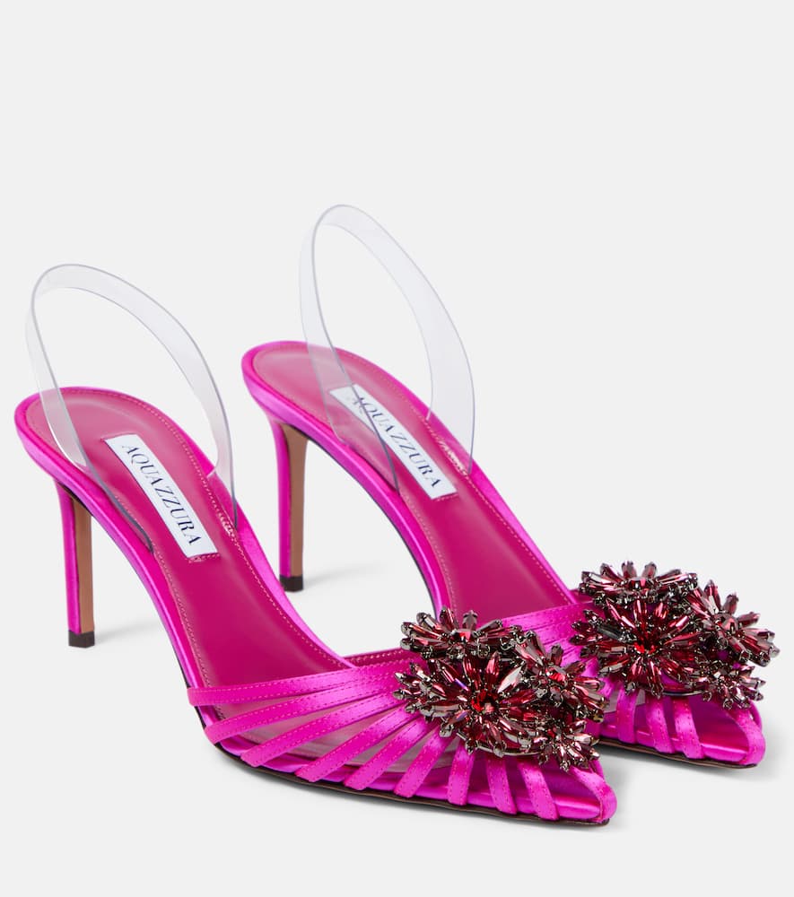 Shop Aquazzura Crystal Margarita Slingback Pumps In Pink