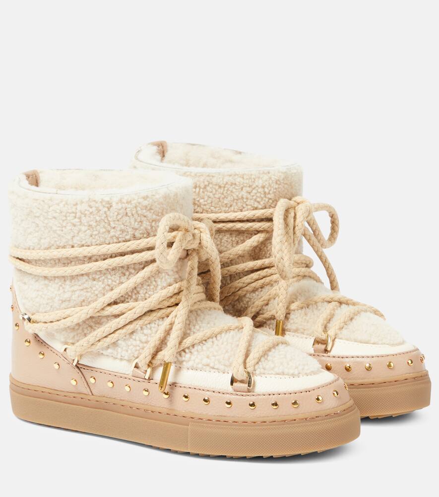 Inuikii Curly Rock Shearling-lined Leather Snow Boots In Beige