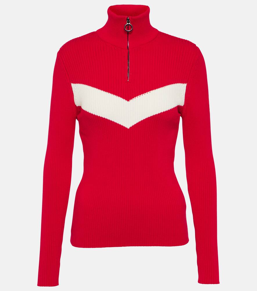 Shop Fusalp Andromede Ribbed-knit Half-zip Sweater In Red