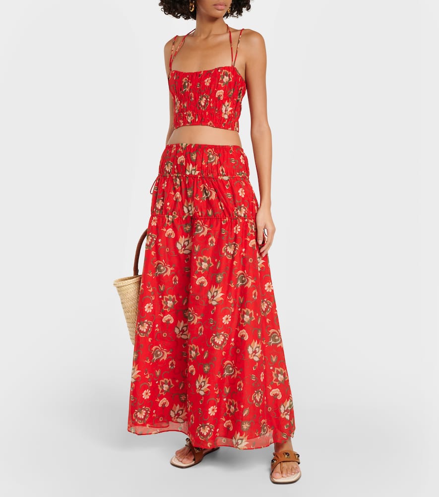 Sir Reyes Printed Cotton And Silk Crop Top In Multicoloured