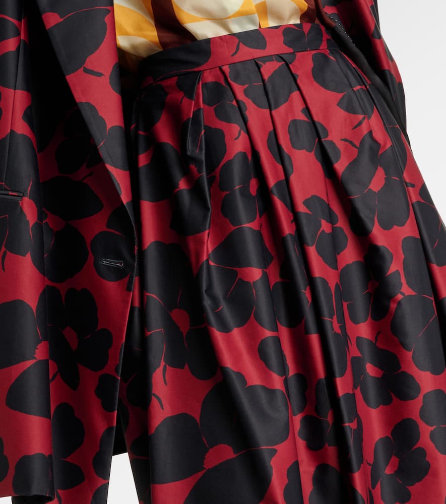 DRIES VAN NOTEN PRINTED SATIN MIDI SKIRT