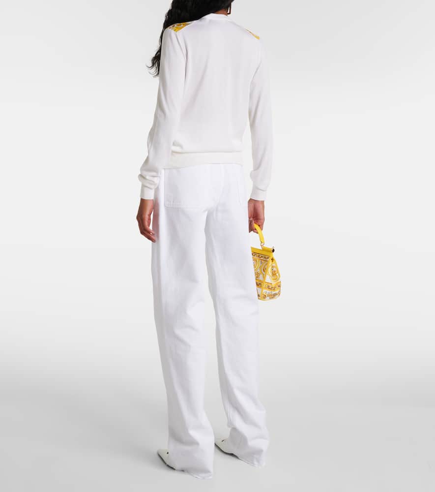 Dolce & Gabbana Silk Cardigan With Majolica Panel In Multicoloured