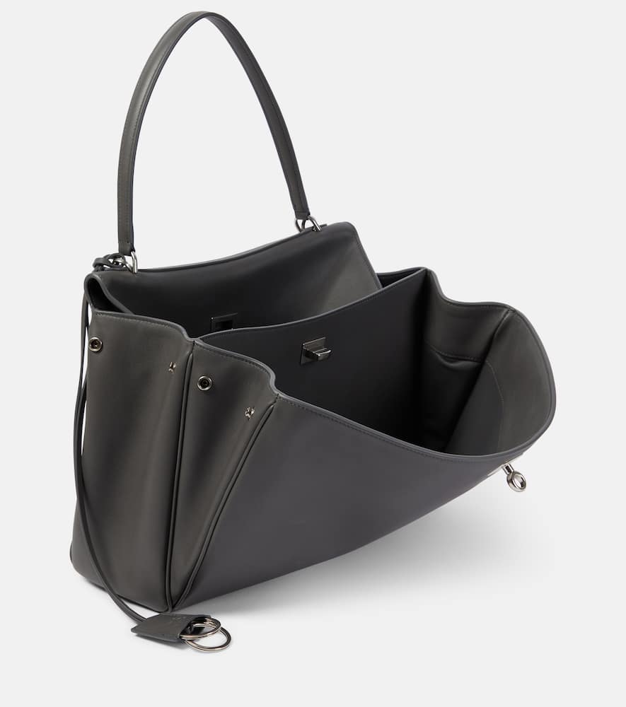 Balenciaga Rodeo Medium Leather Shoulder Bag In Grey