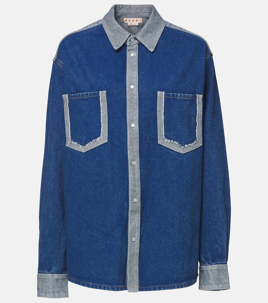 Shop Marni Denim Overshirt In Ocean