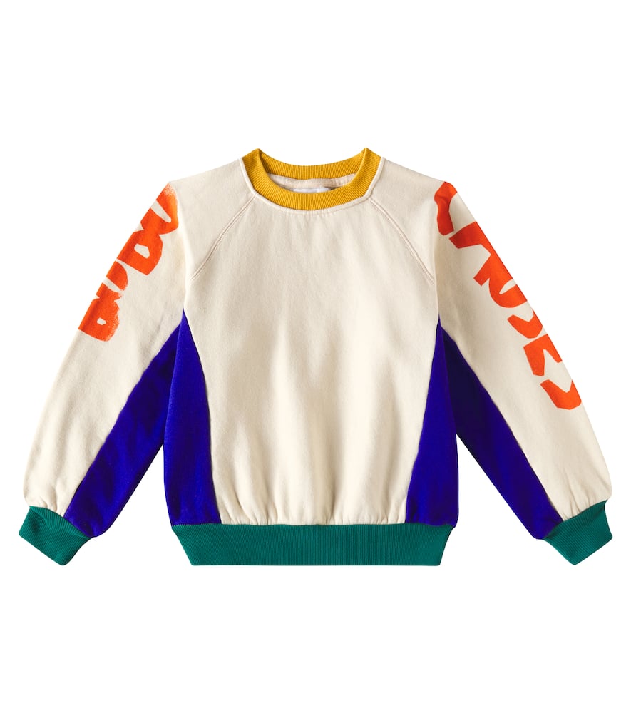 Bobo Choses Colorblocked Cotton Jersey Sweatshirt In Weiss