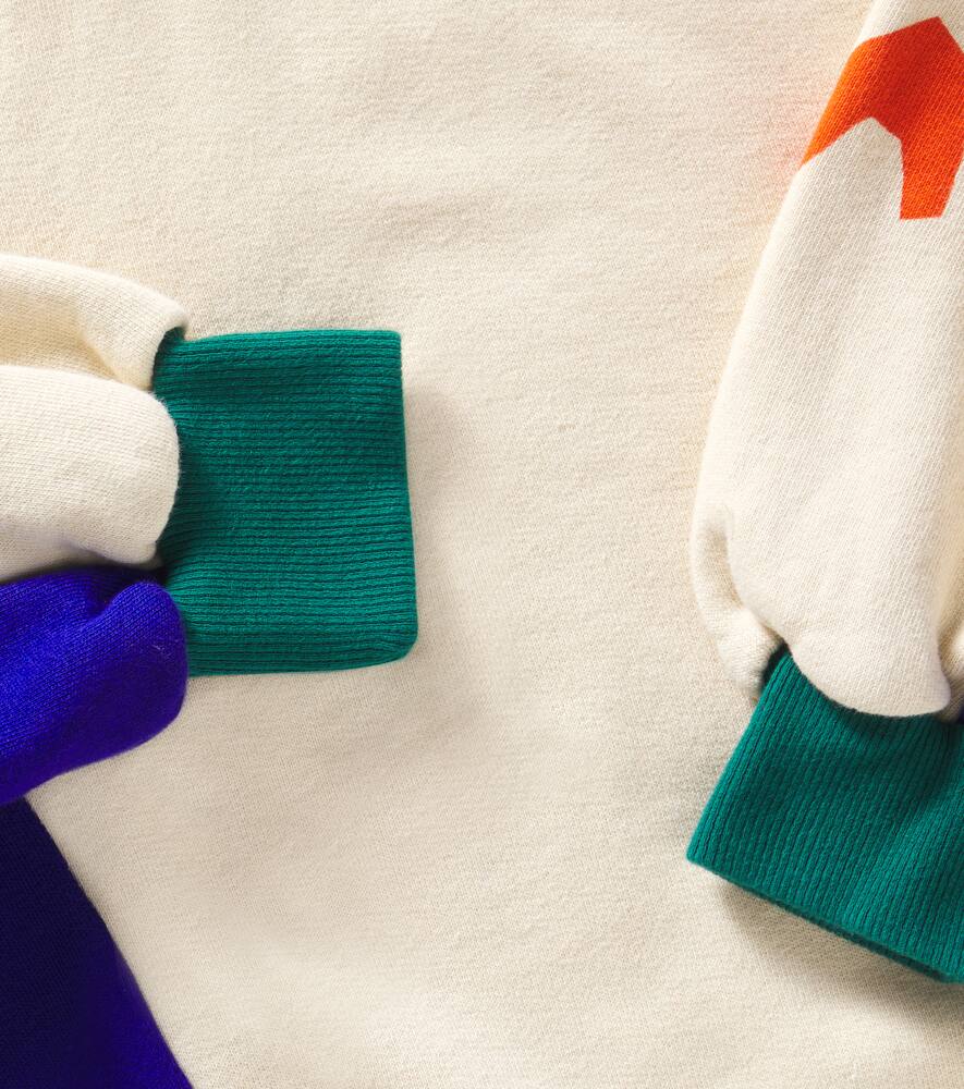 Bobo Choses Colorblocked Cotton Jersey Sweatshirt In Weiss