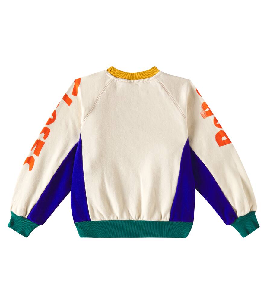 Bobo Choses Colorblocked Cotton Jersey Sweatshirt In Weiss