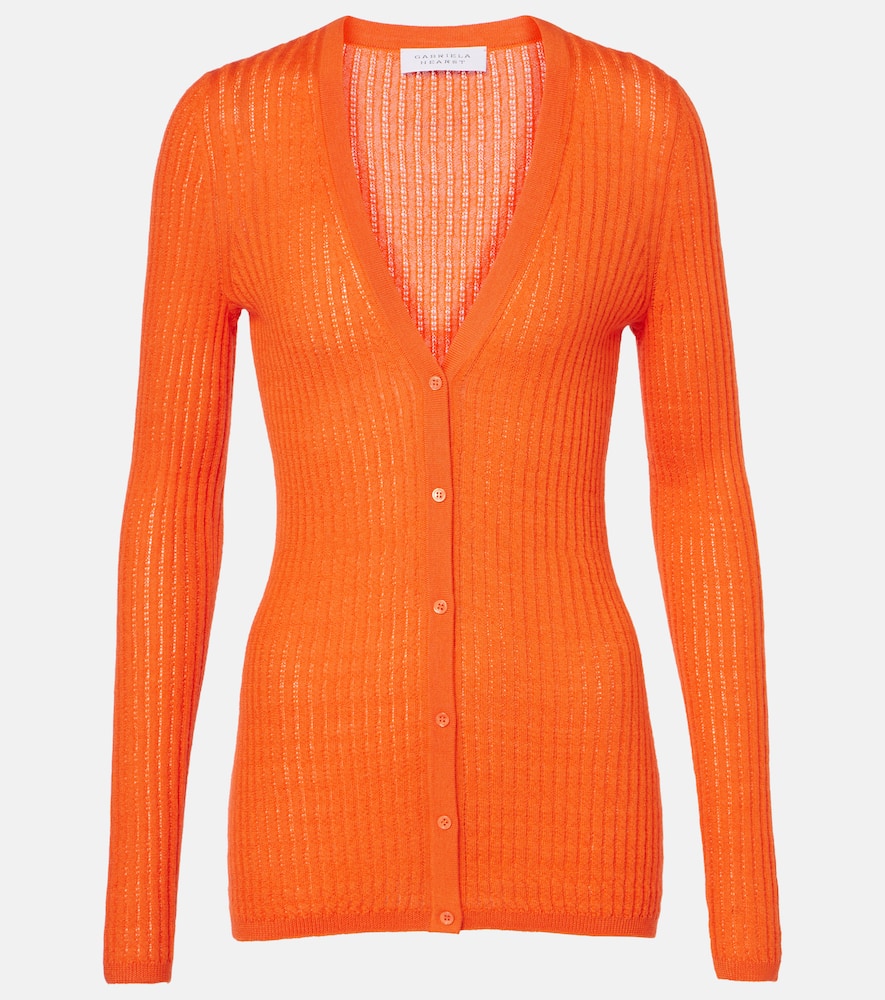 Gabriela Hearst Emma Pointelle Cashmere And Silk Cardigan In Orange