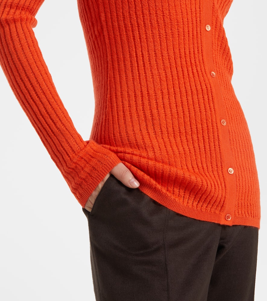 Gabriela Hearst Emma Pointelle Cashmere And Silk Cardigan In Orange