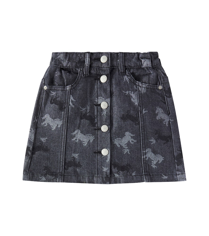 Molo Bera Jacquard Denim Skirt In Gray