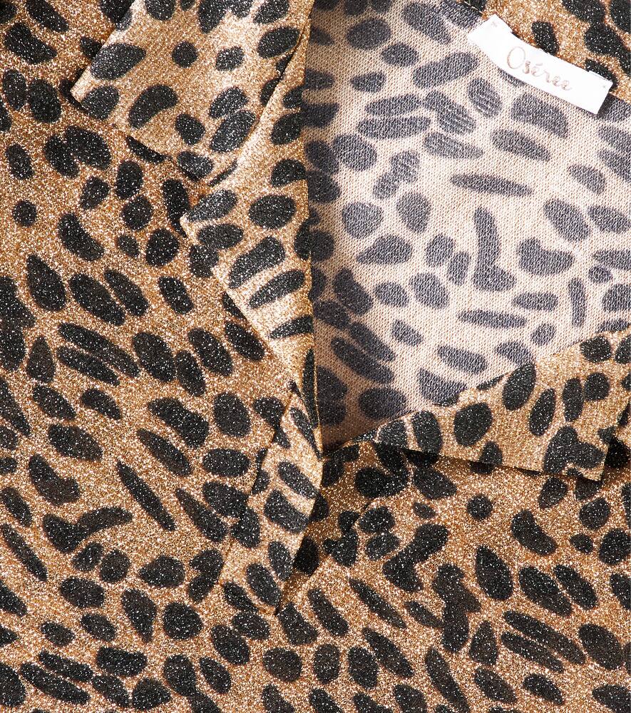 Oseree Oséree Kids Lumière Leopard-print Lamé Polo Shirt In Multicolor