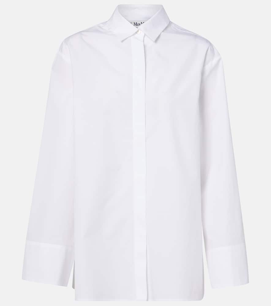 S Max Mara White Cotton Shirt In Brown