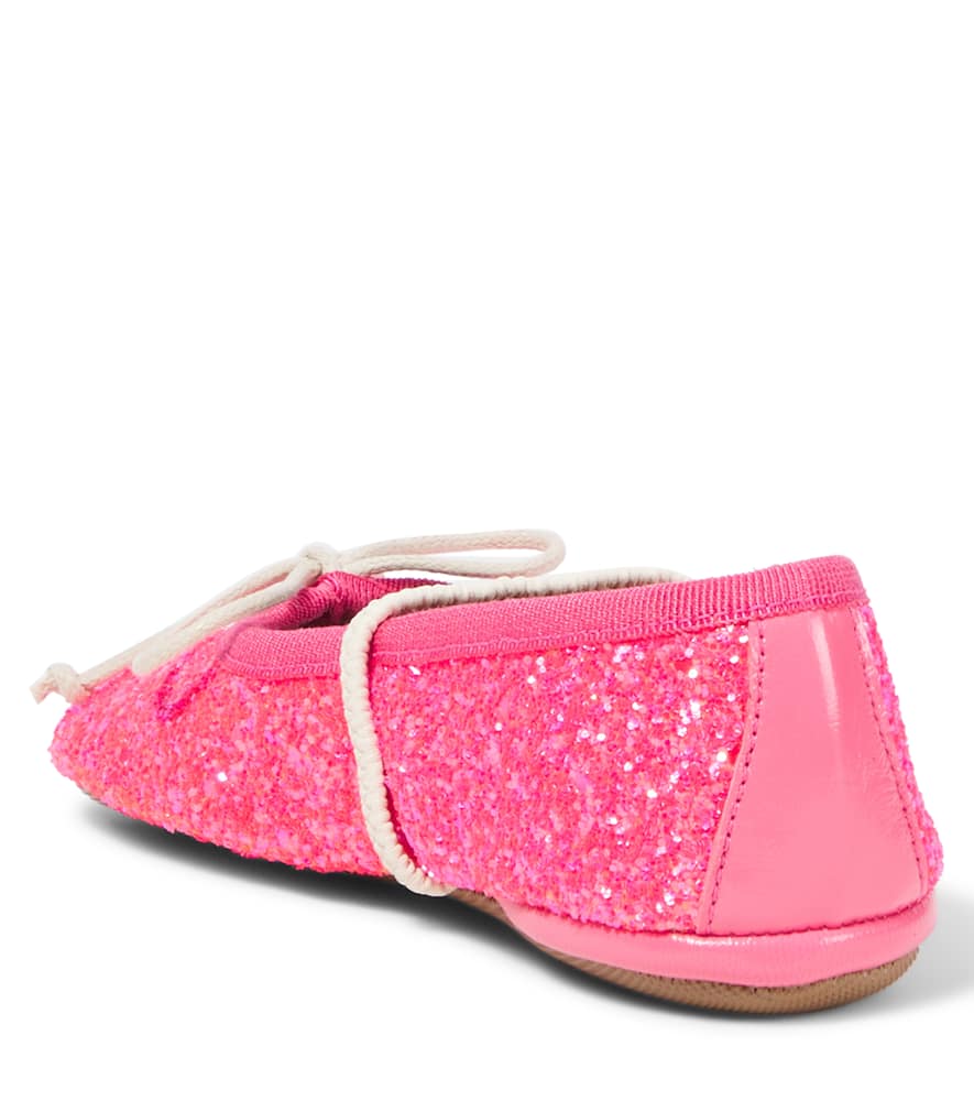 Pèpè Bow-detail Glitter Ballet Flats In Pink