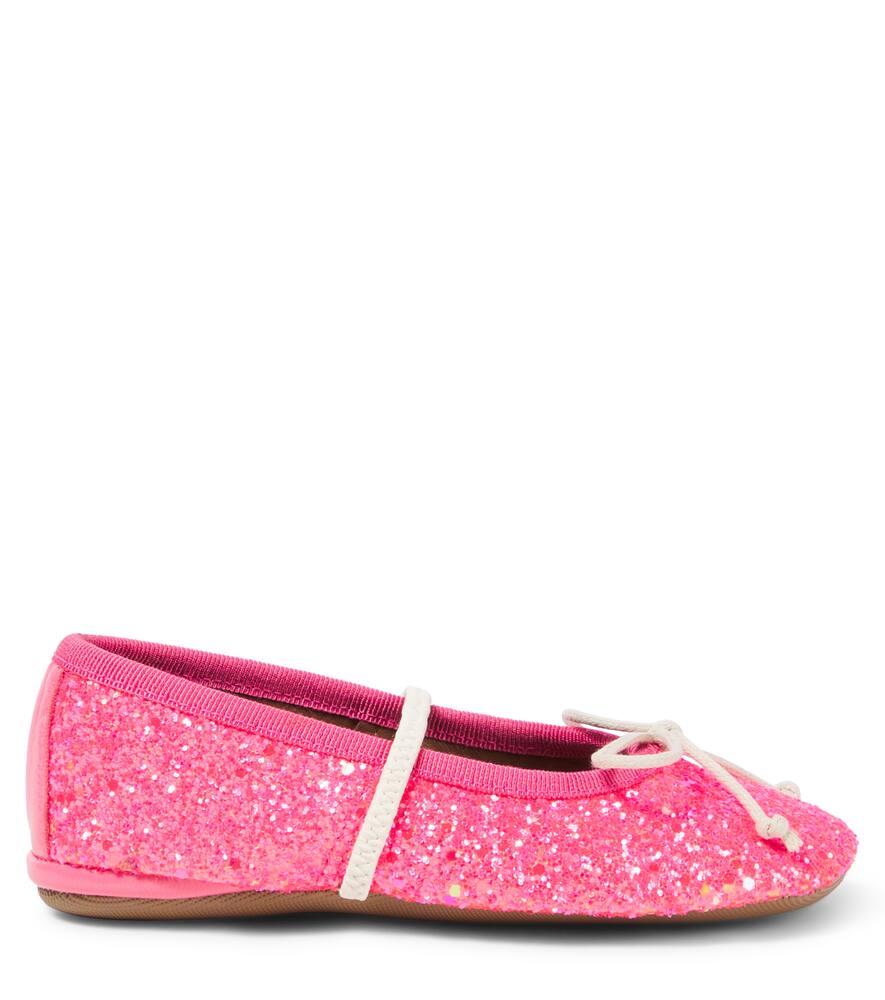 Pèpè Bow-detail Glitter Ballet Flats In Pink