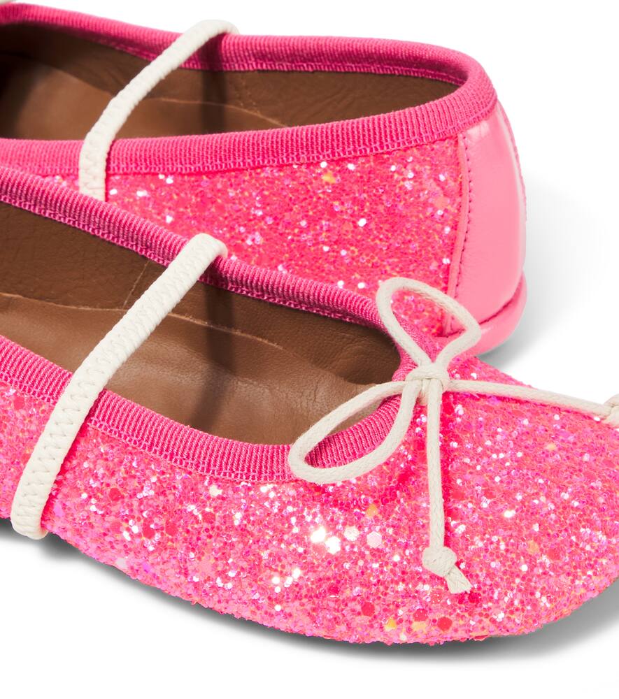 Pèpè Bow-detail Glitter Ballet Flats In Pink