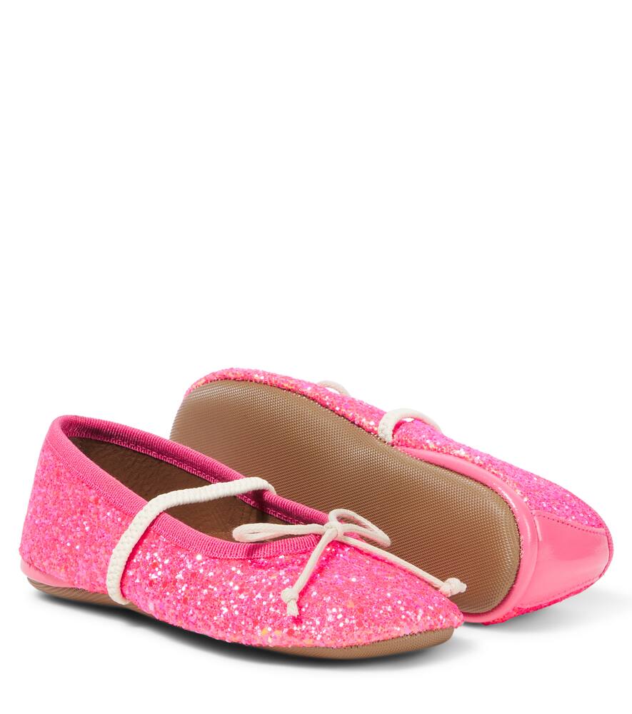 Pèpè Bow-detail Glitter Ballet Flats In Pink