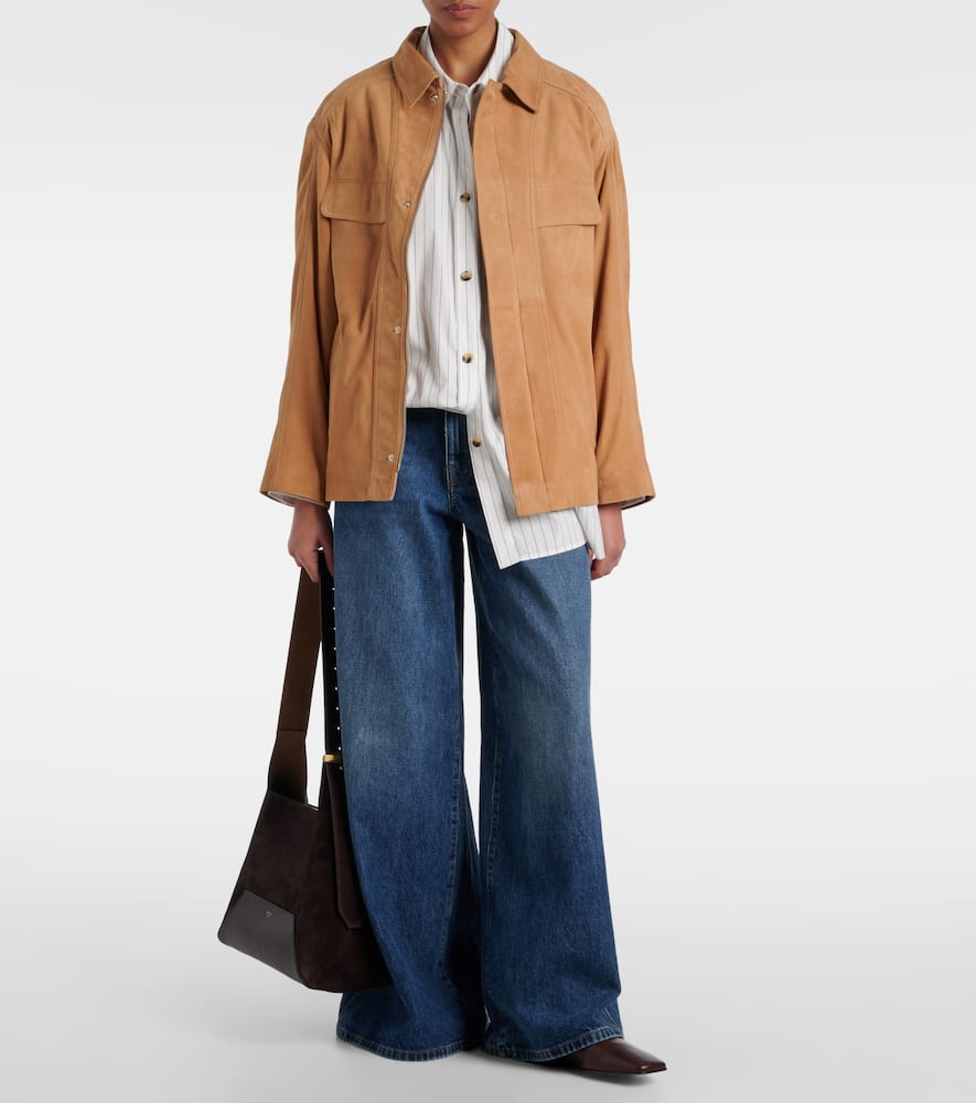 Nour Hammour Zakary Belted Suede Jacket In Beige