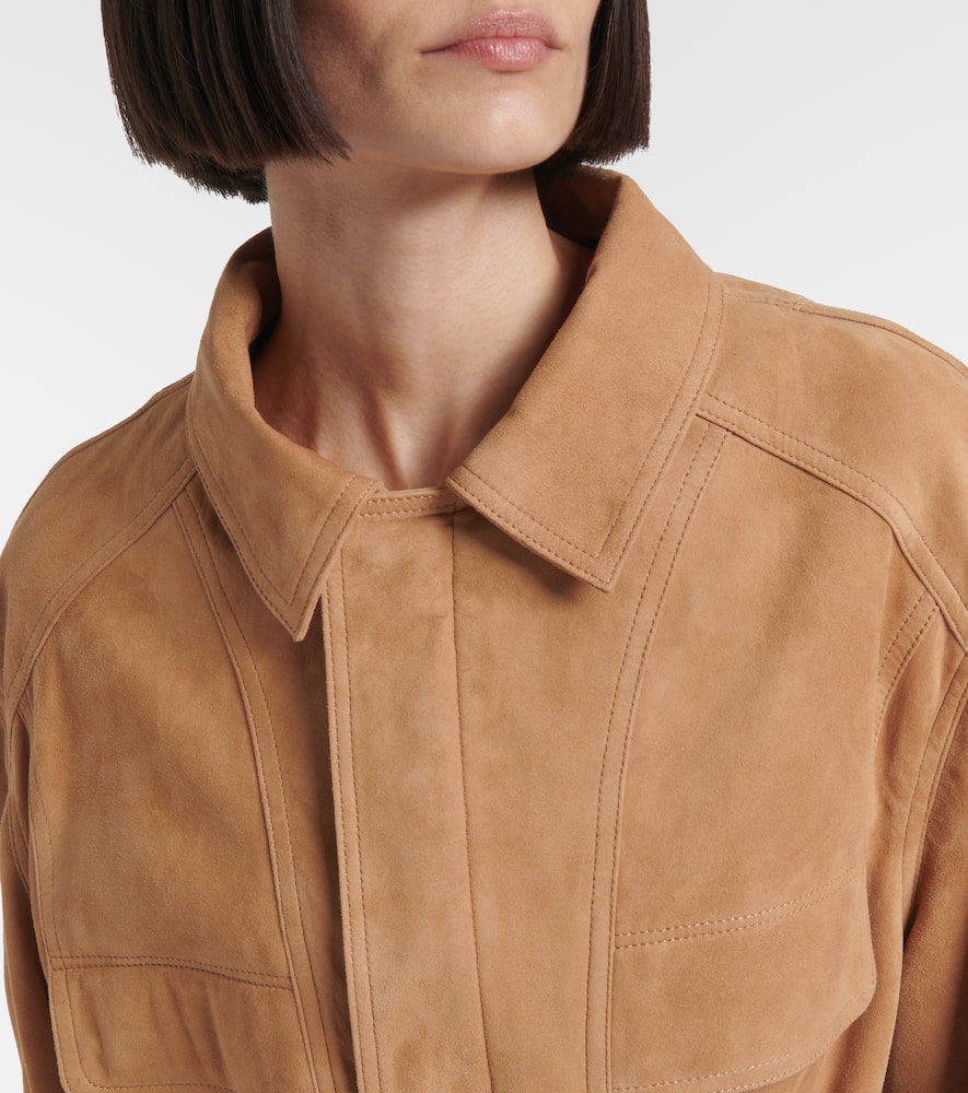 Nour Hammour Zakary Belted Suede Jacket In Beige