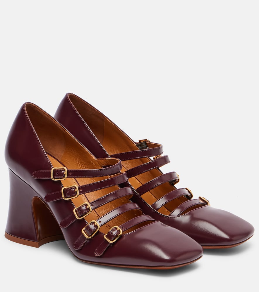 Chloé Women Burnt Purple Shiny Calf Leather Janis Pumps In Multi