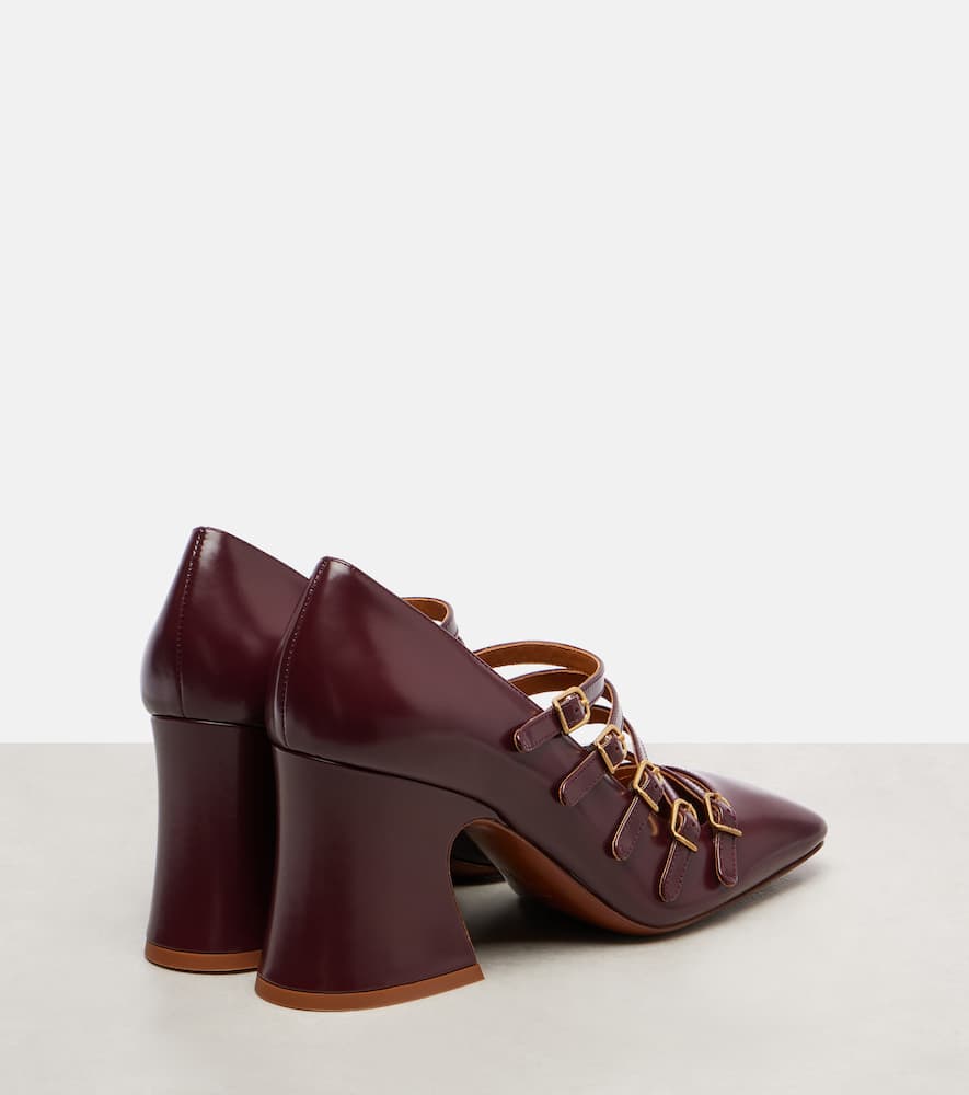 Chloé Women Burnt Purple Shiny Calf Leather Janis Pumps In Multi