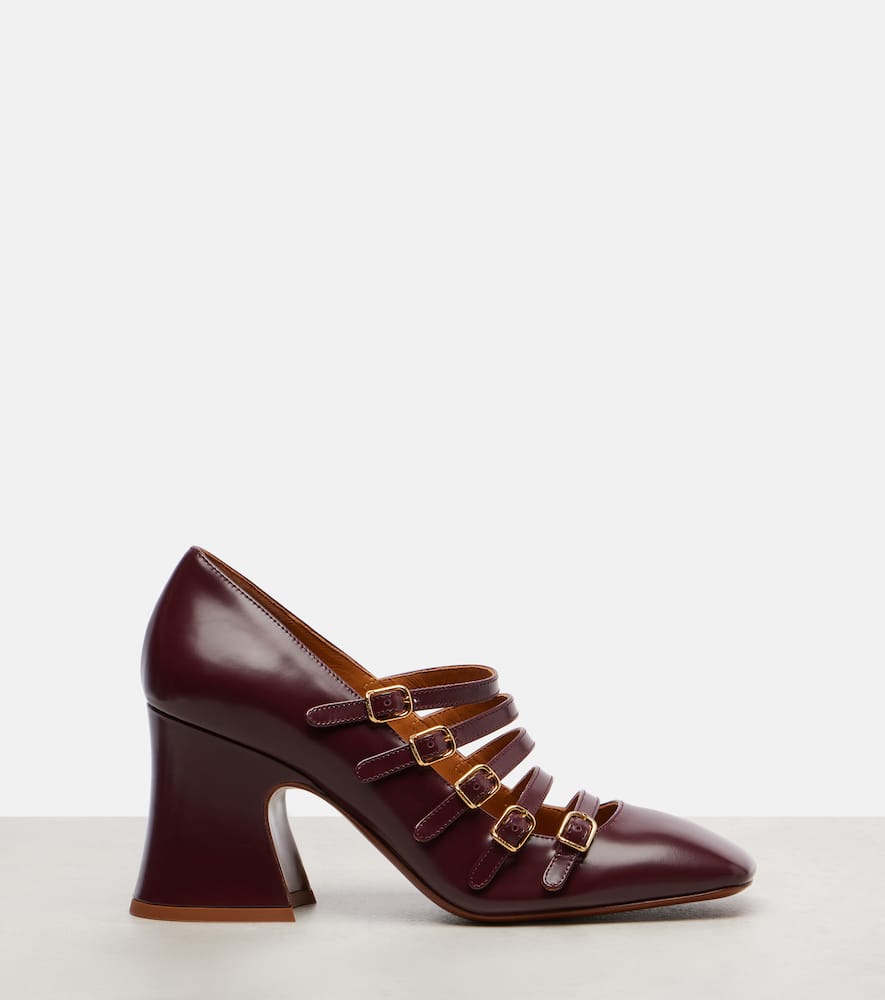 Chloé Women Burnt Purple Shiny Calf Leather Janis Pumps In Multi