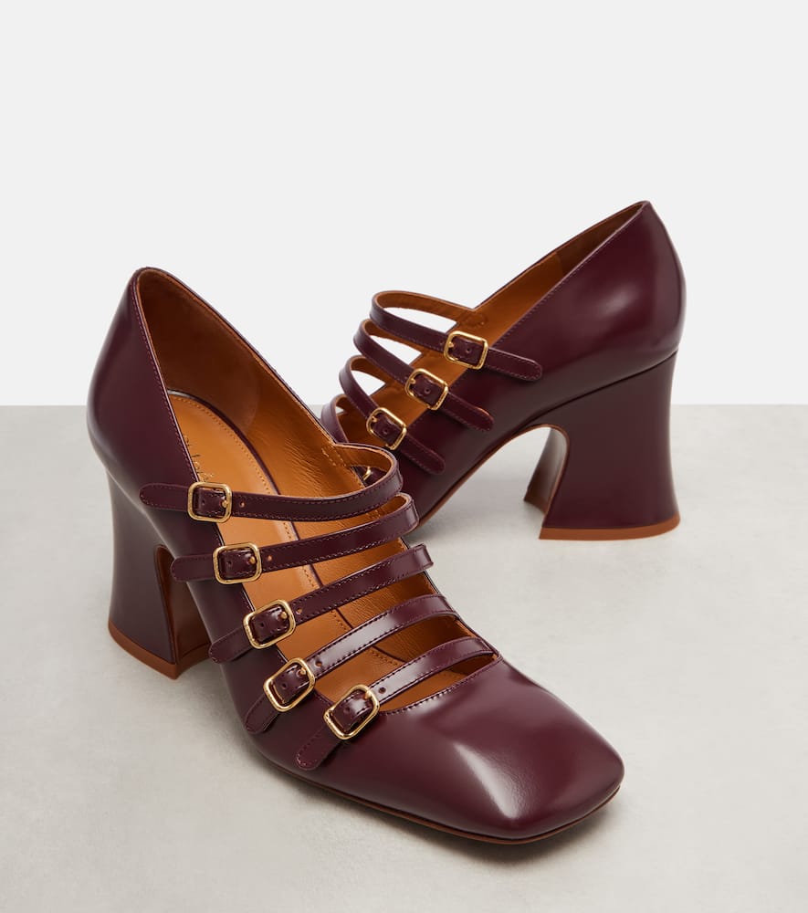 Chloé Women Burnt Purple Shiny Calf Leather Janis Pumps In Multi