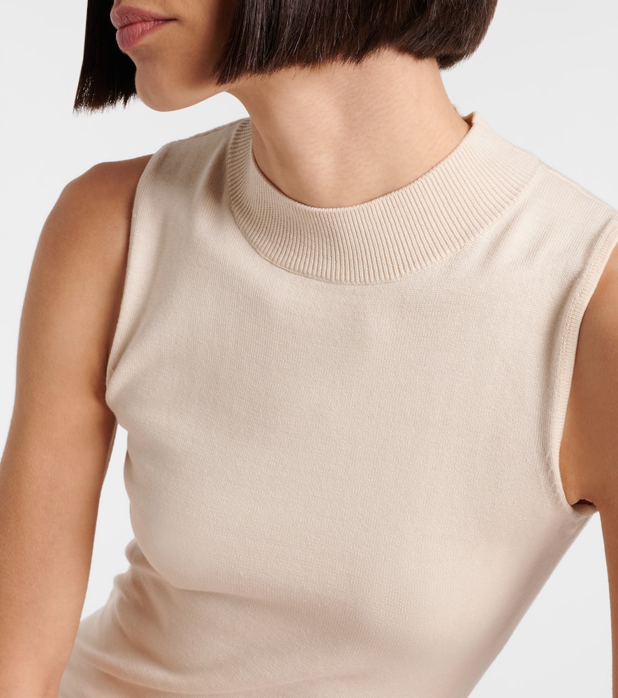 Aya Muse Knitted Silk And Cotton Minidress In Beige