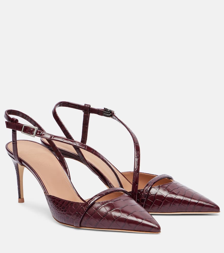 Shop Malone Souliers Valeria 70 Leather Slingback Pumps
