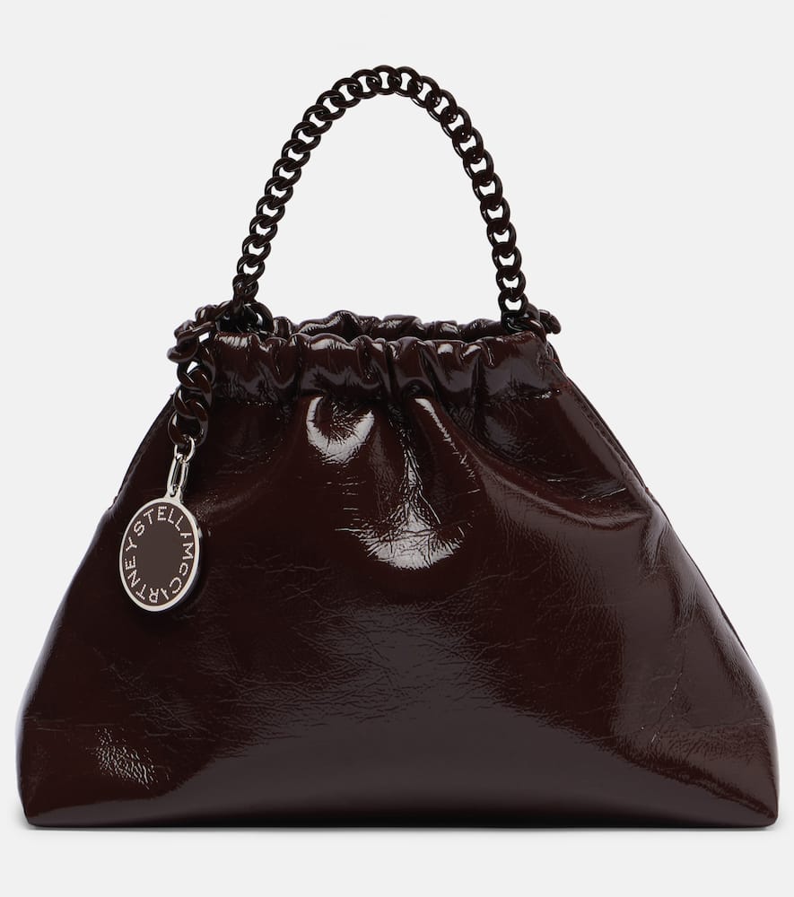 Stella Mccartney Falabella Small Patent Faux Leather Tote Bag In Brown