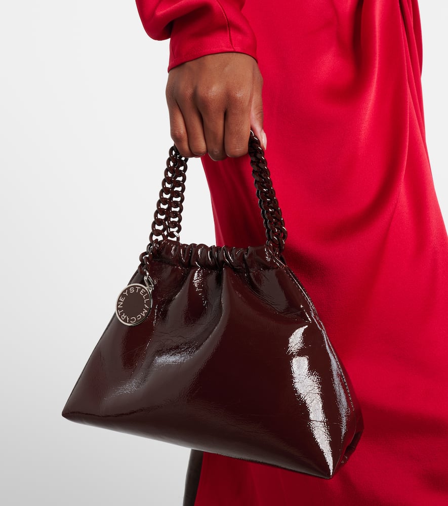 Stella Mccartney Falabella Small Patent Faux Leather Tote Bag In Brown