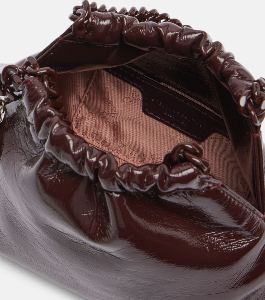 Stella Mccartney Falabella Small Patent Faux Leather Tote Bag In Brown