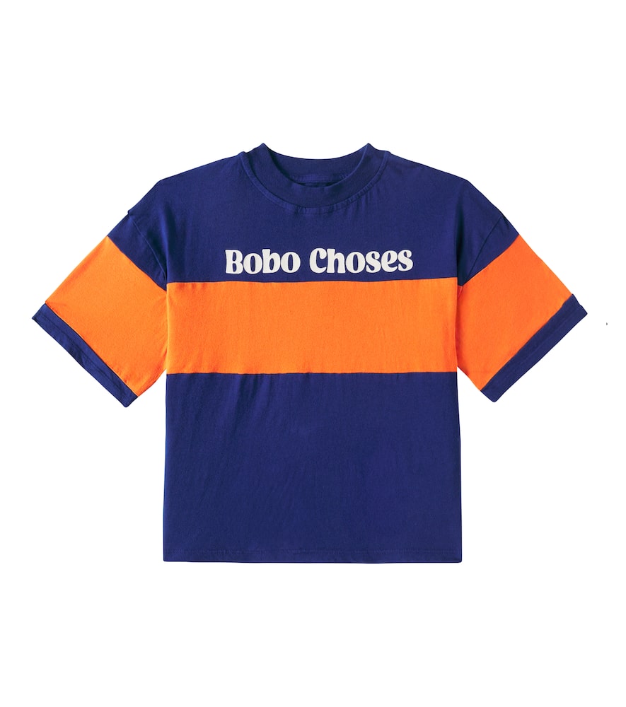 Bobo Choses Logo Printed Cotton T-shirt In Blue