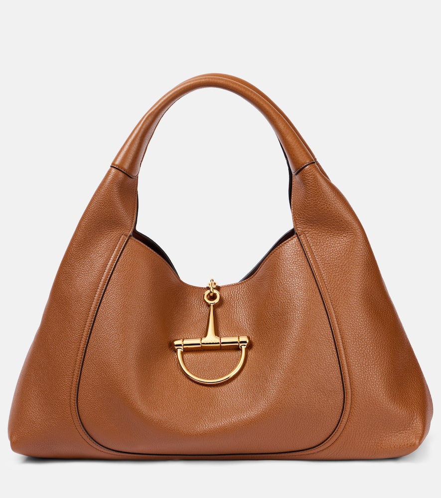Gucci Softbit Large Leather Shoulder Bag In Brown