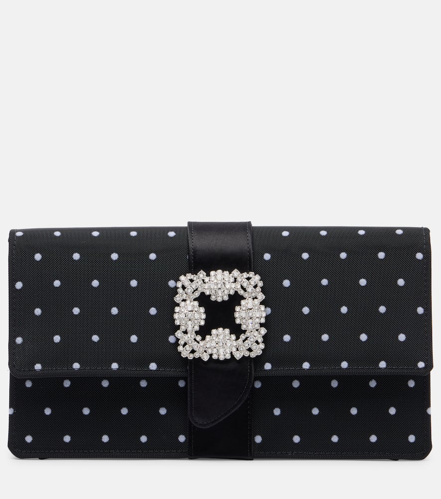 Capri embellished polka-dot satin clutch