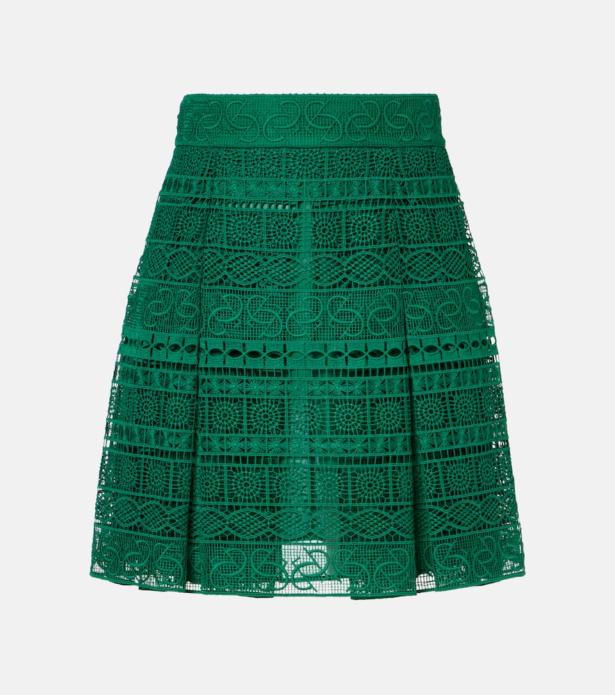 Elie Saab Macramé High-rise Miniskirt In Green