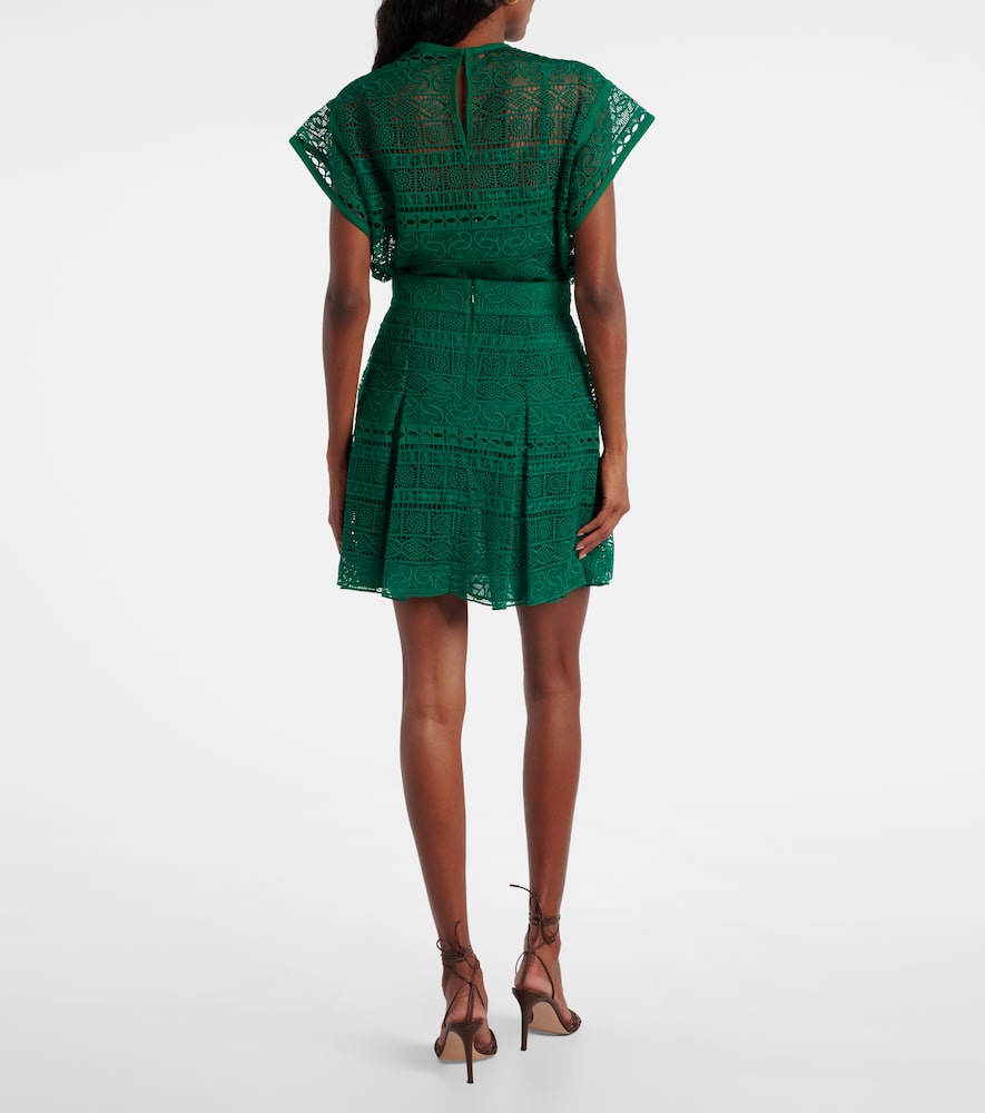 Elie Saab Macramé High-rise Miniskirt In Green