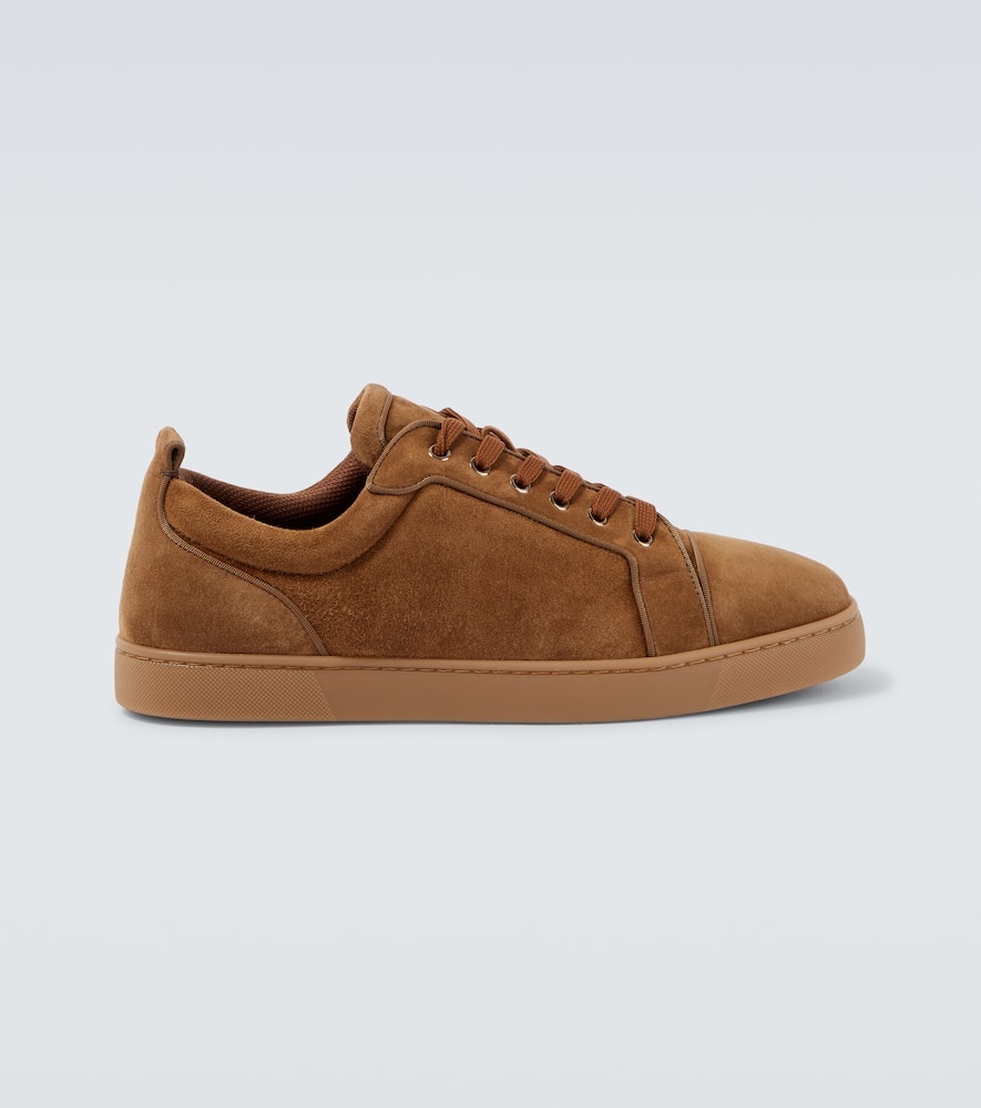 Christian Louboutin Louis Junior Suede Sneakers With Eyelet Detailing In Brown