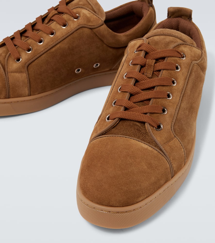 Christian Louboutin Louis Junior Suede Sneakers With Eyelet Detailing In Brown