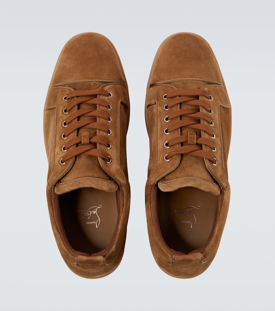 Christian Louboutin Louis Junior Suede Sneakers With Eyelet Detailing In Brown