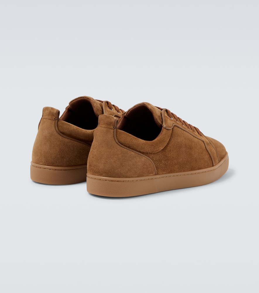 Christian Louboutin Louis Junior Suede Sneakers With Eyelet Detailing In Brown