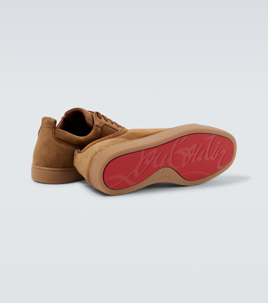 Christian Louboutin Louis Junior Suede Sneakers With Eyelet Detailing In Brown
