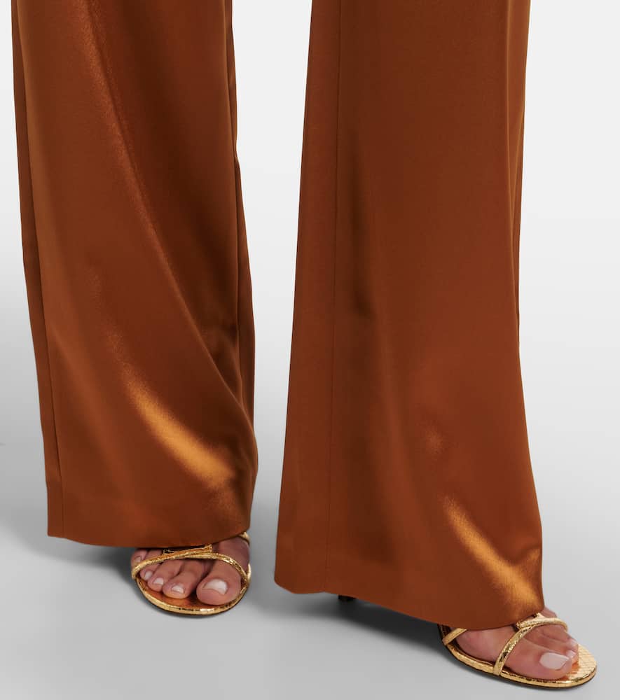 Galvan Sister Moon Satin Wide-leg Pants In Brown