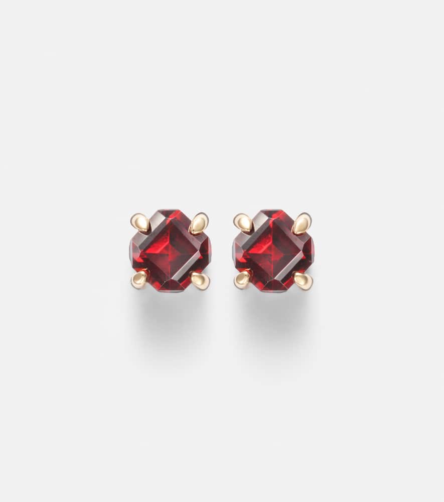 Stone And Strand 10kt Gold Earrings With Garnet In Gold