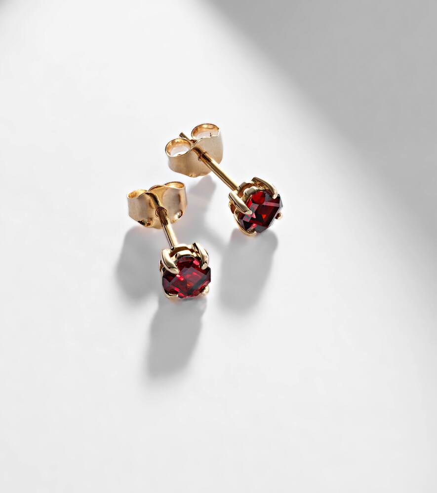 Stone And Strand 10kt Gold Earrings With Garnet In Gold